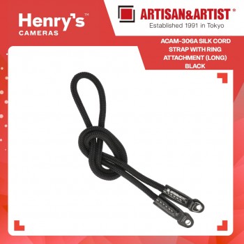 Artisan & Artist ACAM-306A Silk Cord Strap with Ring attachment (Long) Black Artisan & Artist ACAM-306A Silk Cord Strap with Ring attachment (Long) Black