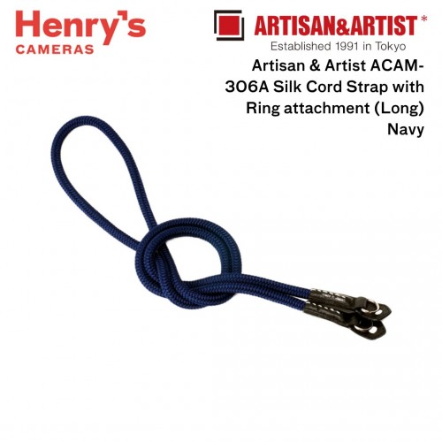 Artisan & Artist ACAM-306A Silk Cord Strap with Ring attachment (Long) Navy