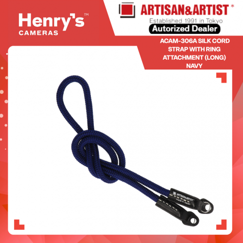 Artisan & Artist ACAM-306A Silk Cord Strap with Ring attachment (Long) Navy
