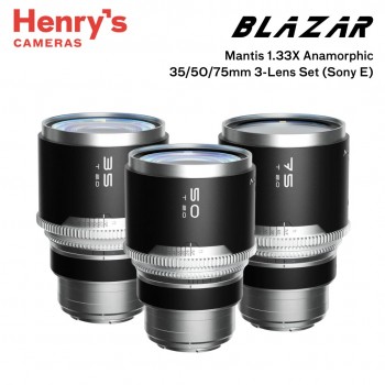 Blazar Mantis 1.33X Full Frame Anamorphic 35/50/75mm 3-Lens Set - Sony E Mount Blazar Mantis 1.33X Full Frame Anamorphic 35/50/75mm 3-Lens Set - Sony E Mount