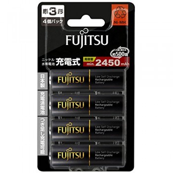 FUJITSU 4'S AA 2450MAH 500 CYCLES HIGH CAPACITY NI-MH PRE-CHARGED RECHARGEABLE BATTERIES (MADE IN JAPAN)