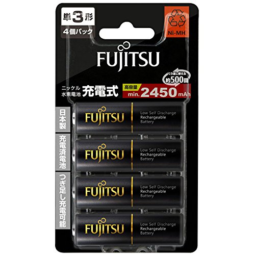 FUJITSU 4'S AA 2450MAH 500 CYCLES HIGH CAPACITY NI-MH PRE-CHARGED RECHARGEABLE BATTERIES (MADE IN JAPAN)
