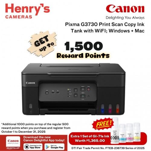 Canon Pixma G3730 Print Scan Copy Ink Tank with WiFI; Windows + Mac Canon Pixma G3730 Print Scan Copy Ink Tank with WiFI; Windows + Mac