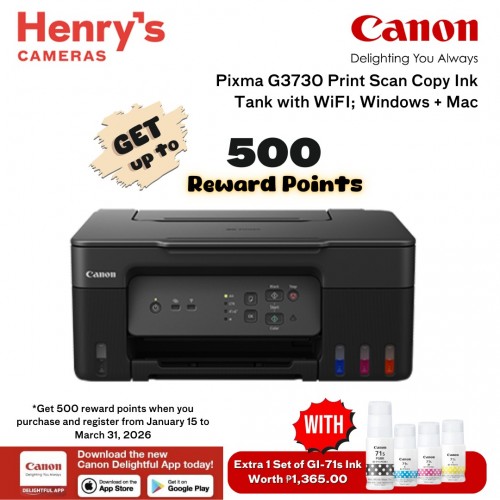 Canon Pixma G3730 Print Scan Copy Ink Tank with WiFI; Windows + Mac