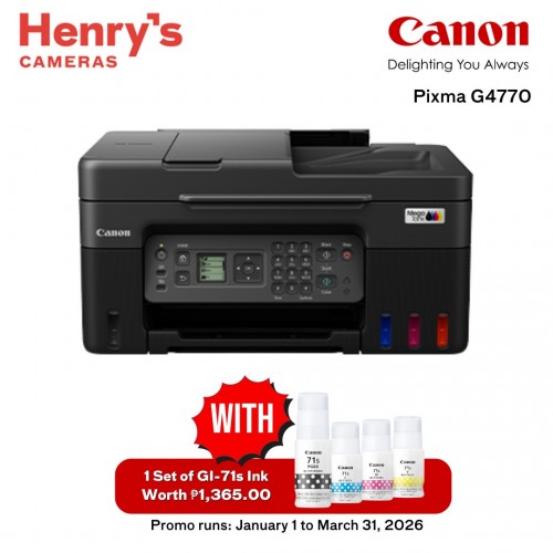 Canon Pixma G4770 Print Scan Copy Fax Ink Tank with WiFI; Windows + Mac