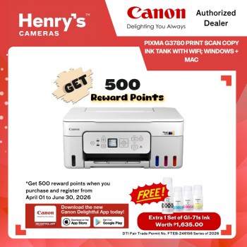 Canon Pixma G3780 Print Scan Copy Ink Tank with WiFI; Windows + Mac