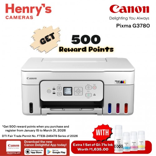 Canon Pixma G3780 Print Scan Copy Ink Tank with WiFI; Windows + Mac