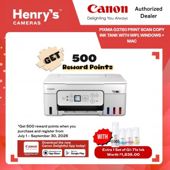 Canon Pixma G3780 Print Scan Copy Ink Tank with WiFI; Windows + Mac