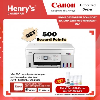 Canon Pixma G3780 Print Scan Copy Ink Tank with WiFI; Windows + Mac