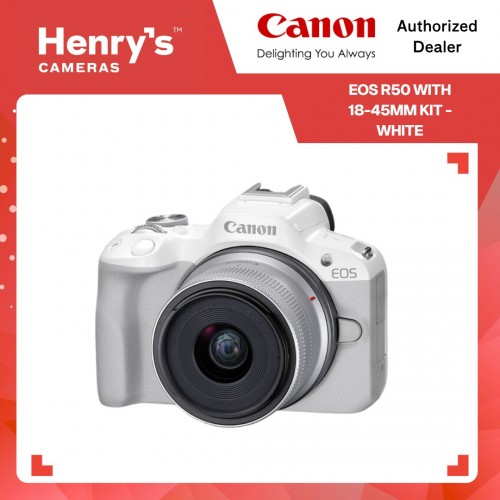 Canon EOS R50 with 18-45mm Kit - White Canon EOS R50 with 18-45mm Kit - White