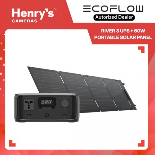 EcoFlow River 3 UPS + 60W PortableSolar Panel
