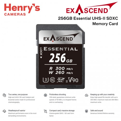 Exascend 256GB Essential UHS-II V90 SDXC Memory Card