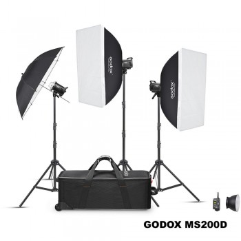 Godox MS200-D Studio 3-Light Flash Kit Godox MS200-D Studio 3-Light Flash Kit