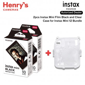 Fujifilm 2pcs Instax Mini Film Black and Clear Case for Instax Mini 12 Bundle Fujifilm 2pcs Instax Mini Film Black and Clear Case for Instax Mini 12 Bundle