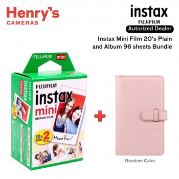 Fujifilm Instax Mini Film 20's Plain and 96 Sheet Album (Random Color) Bundle Fujifilm Instax Mini Film 20's Plain and 96 Sheet Album (Random Color) Bundle
