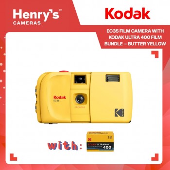 Kodak EC35 Film Camera with Kodak Ultra 400 Film Bundle - Butter Yellow