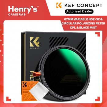67mm Variable ND2-32 (1-5 Stops) & Circular Polarizing Filter CPL & Black Mist 1/4 3 in 1 HD Lens Filter - KF01-2925V2