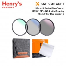 K&F 52mm K Series Blue-Coated MCUV+CPL+ND4 with Cleaning Cloth Filter Bag Version 3 K&F 52mm K Series Blue-Coated MCUV+CPL+ND4 with Cleaning Cloth Filter Bag Version 3