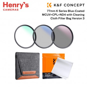 K&F 77mm K Series Blue-Coated MCUV+CPL+ND4 with Cleaning Cloth Filter Bag Version 3