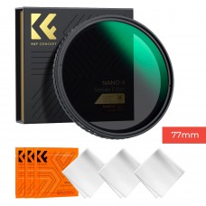 K&F 77mm Nano-X Variable/Fader ND Filter, ND2-ND32, without black cross, with 3pcs Cleaning Cloth