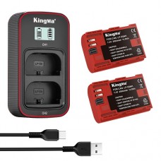 KingMa 2pcs LP-E6NH Battery 1090mAh and LCD Dual Charger Kit