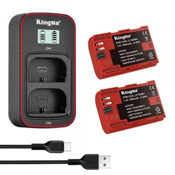 KingMa 2pcs LP-E6NH Battery 1090mAh and LCD Dual Charger Kit KingMa 2pcs LP-E6NH Battery 1090mAh and LCD Dual Charger Kit