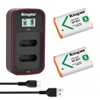 KingMa 2pcs NP-BX1 Battery 1090mAh and LCD Dual Charger Kit KingMa 2pcs NP-BX1 Battery 1090mAh and LCD Dual Charger Kit
