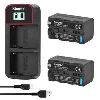 KingMa 2pcs NP-F750 Battery 1090mAh and LCD Dual Charger Kit
