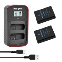 KingMa 2pcs EN-EL14 Battery 1090mAh and LCD Dual Charger Kit