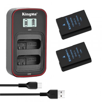 KingMa 2pcs EN-EL14 Battery 1090mAh and LCD Dual Charger Kit KingMa 2pcs EN-EL14 Battery 1090mAh and LCD Dual Charger Kit