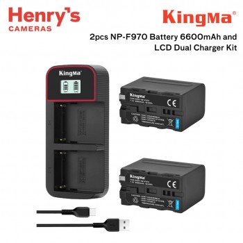 KingMa 2pcs NP-F970 Battery 6600mAh and LCD Dual Charger Kit KingMa 2pcs NP-F970 Battery 6600mAh and LCD Dual Charger Kit