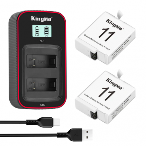 Kingma 2pcs BM058GP11-BM GoPro Battery and LCD Dual Charger Kit