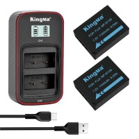 KingMa 2pcs NP-W126 Battery 1090mAh and LCD Dual Charger Kit