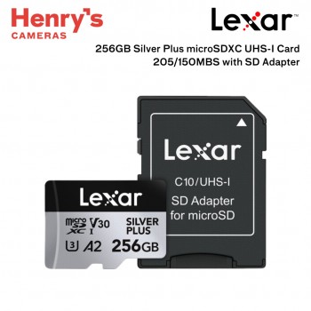 Lexar 256GB Professional Silver Plus MicroSDXC UHS-I Card 205/150MB/s with SD Adapter
