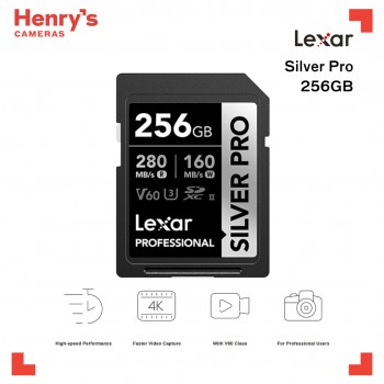 Lexar Professional Silver Pro 256GB SDXCSDXC UHS-II, U3, V60, 280/160 MBS LSDSIPR256G-BNNNG Lexar Professional Silver Pro 256GB SDXCSDXC UHS-II, U3, V60, 280/160 MBS LSDSIPR256G-BNNNG