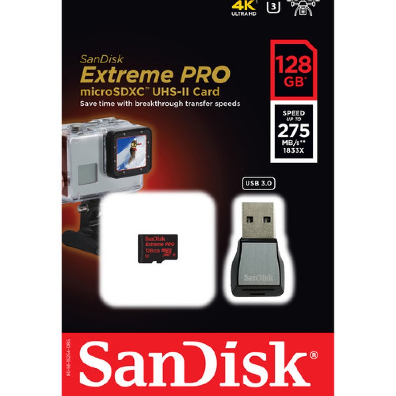 Sandisk Extreme Pro MicroSDXC 128G SDSDQXPJ-128G (275mb/s U-3 4K class 10)