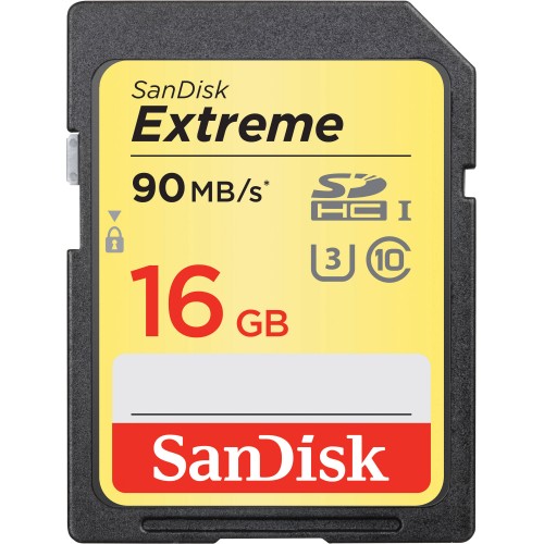 SANDISK EXTREME 16GB SDHC 90 MB/S UHS-I U3 SDSDXNE-016G