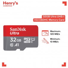 SANDISK 32GB ULTRA MICROSDXC, A1, C10, U1, UHS-I, 120MB/S R, 4X6 -NO ADAPTOR