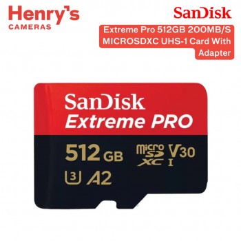 SanDisk Extreme Pro 512GB 200MB/S MICROSDXC UHS-1 Card With Adapter SanDisk Extreme Pro 512GB 200MB/S MICROSDXC UHS-1 Card With Adapter