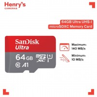 SanDisk Ultra 64GB microSD (SDSQUAB-064G-GN6MN), 140MB/s, UHS-I, U1, A1, Full HD, Class 10