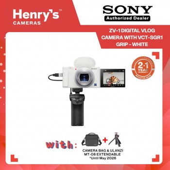Sony ZV-1 Digital Vlog Camera with VCT-SGR1 Grip - White