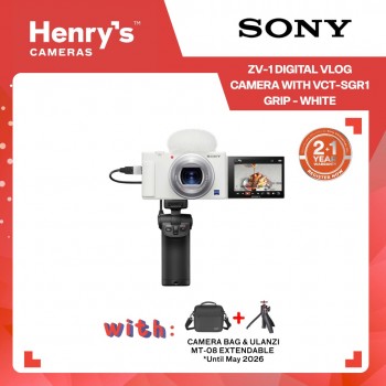 Sony ZV-1 Digital Vlog Camera with VCT-SGR1 Grip - White