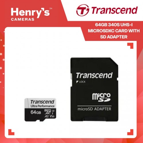Transcend 64GB 340S UHS-I microSDXC Card with SD Adapter - TS64GUSD340S