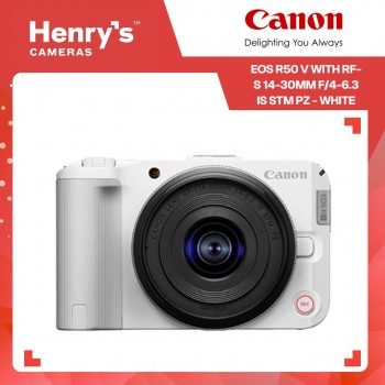 Canon EOS R50 V with RF-S 14-30mm f/4-6.3 IS STM PZ - White