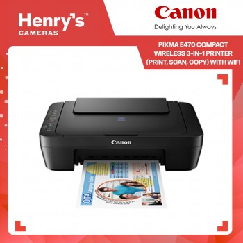 Canon Pixma E470 Compact Wireless 3-in-1 Printer (Print, Scan, Copy) with WiFi