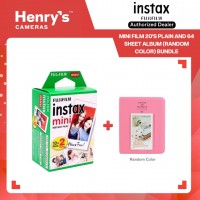 Fujifilm Instax Mini Film 20's Plain and 64 Sheet Album (Random Color) Bundle