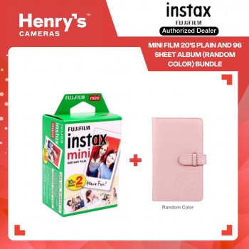 Fujifilm Instax Mini Film 20's Plain and 96 Sheet Album (Random Color) Bundle