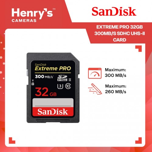 Sandisk Extreme Pro 32GB 300MB/S SDHC UHS-II Card - SDSDXPK-032G