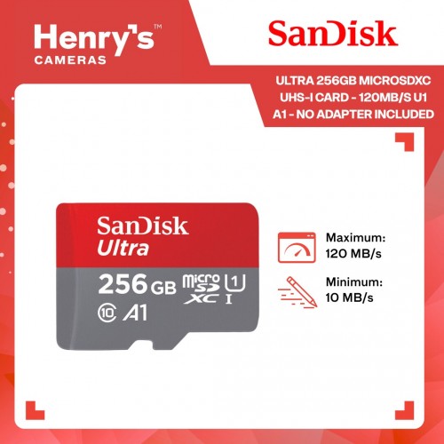 Sandisk Ultra 256GB MicroSDXC UHS-I CARD - 120MB/S U1 A1 - No Adapter Included