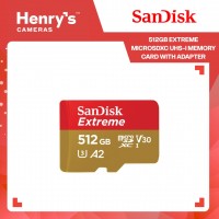 SanDisk 512GB Extreme microSDXC UHS-I Memory Card with Adapter - 190MB/s C10 U3 V30 4K 5K A2 - SDSQXAV-512G-GN6MN